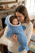 Baby Shark Snuggle Cocoon – Handmade Crochet Swaddle