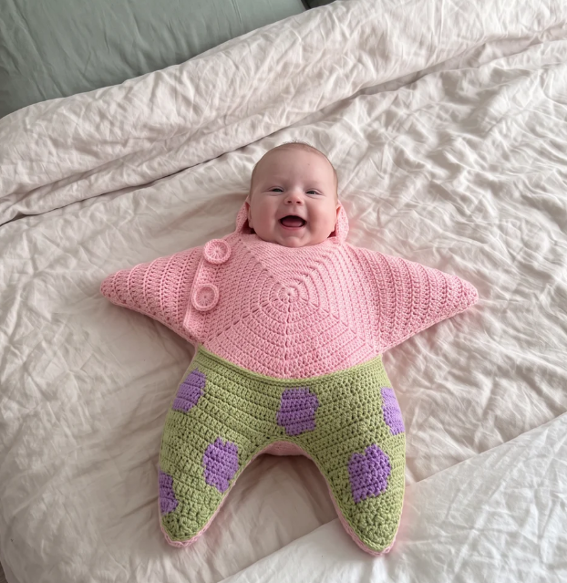 Cozy Crochet Starfish Baby Sleep Sack – Hooded Star Swaddle Blanket for Infants