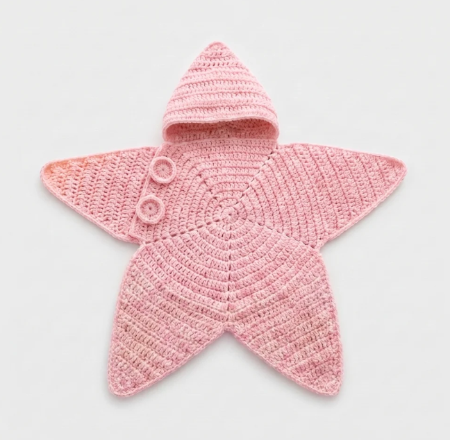 Cozy Crochet Starfish Baby Sleep Sack – Hooded Star Swaddle Blanket for Infants