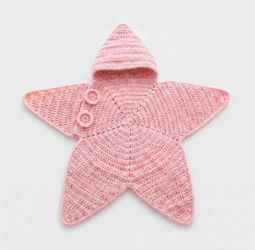Cozy Crochet Starfish Baby Sleep Sack – Hooded Star Swaddle Blanket for Infants