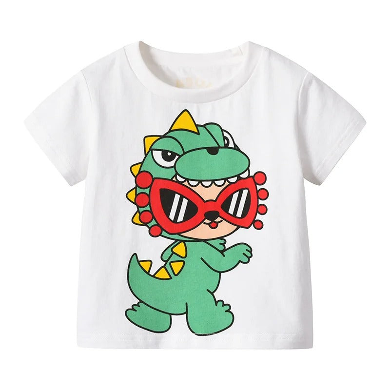 Summer New 0-3 Year Baby Clothes Infant Toddler Baby Overall Pants T-shirt Cartoon Dinosaur Korean Short Fashion Set Stereotail
