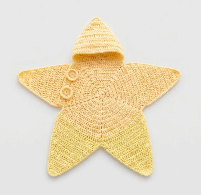 Cozy Crochet Starfish Baby Sleep Sack – Hooded Star Swaddle Blanket for Infants