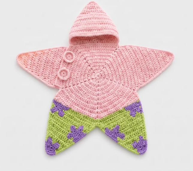Cozy Crochet Starfish Baby Sleep Sack – Hooded Star Swaddle Blanket for Infants